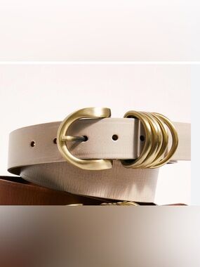 Free People Rori Leather Belt in Cream